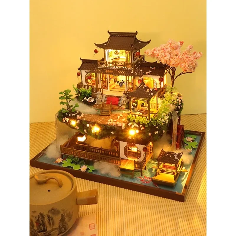 Hut in Wonderland, Handmade Assembly House, Villa Model, Toy, Ancient Architecture