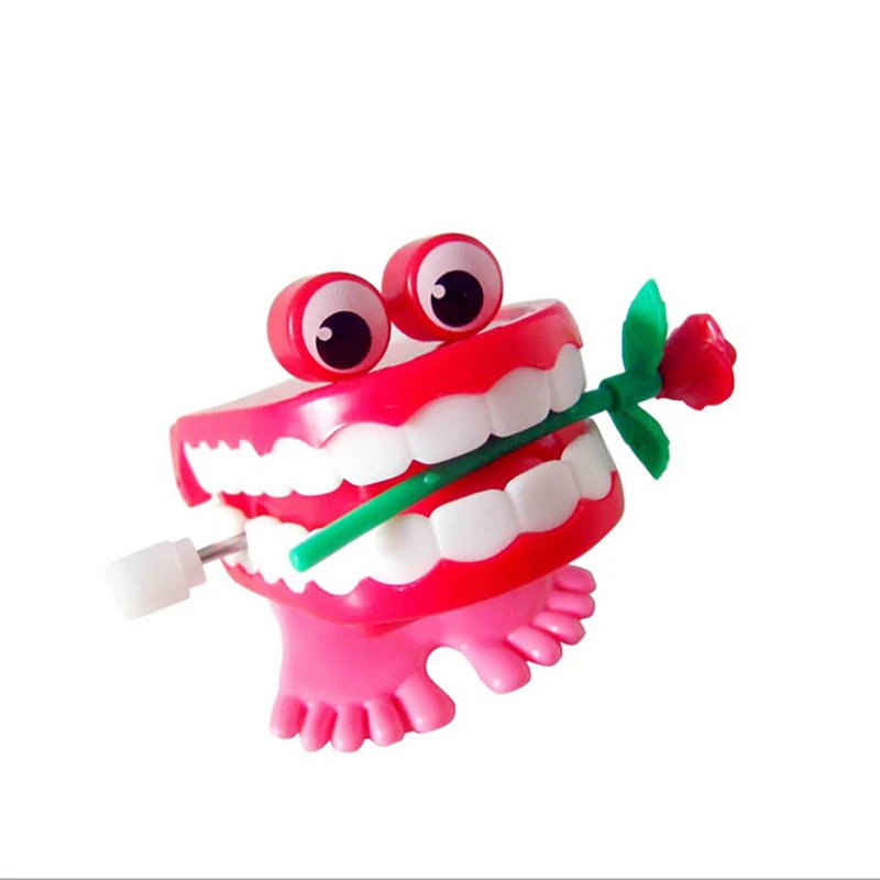 

Novelty Funny Simulation Teeth Bite Rose Clockwork Toys Creative Upper Chain Jumping Jumping Teeth Cute Kids Toys Dental Gifts