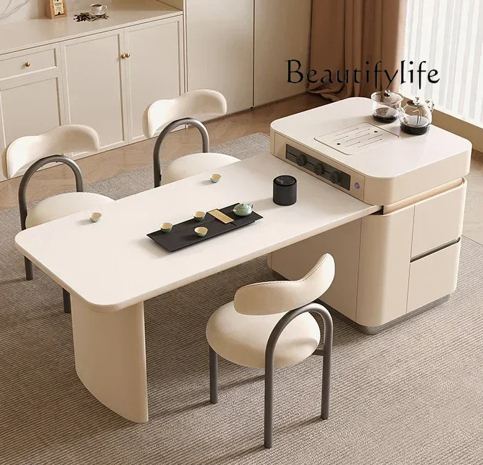 Stone Plate Kitchen Island Dining Table Tea Table Double-Use Retractable Medium Kitchen Island Kitchen Inverted Table