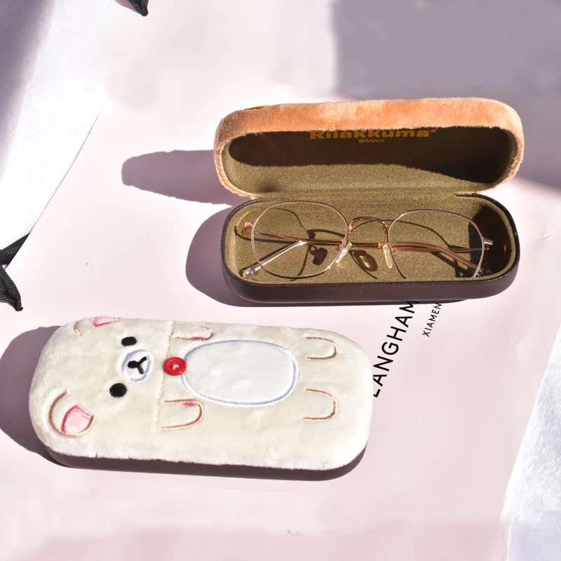 Cute Rilakkuma Plush Glasses Box Kawaii Glasses Case Cartoon Anime Eyeglass Case Organizer Spectacle Cases