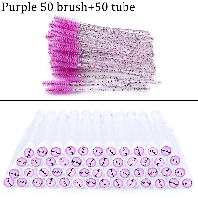 QIWU 70 brosses noires pour les yeux et 20 tubes en plastique] sourcils à tige en cristal jetables brosse douce extrêmement fine, portable et flexible
