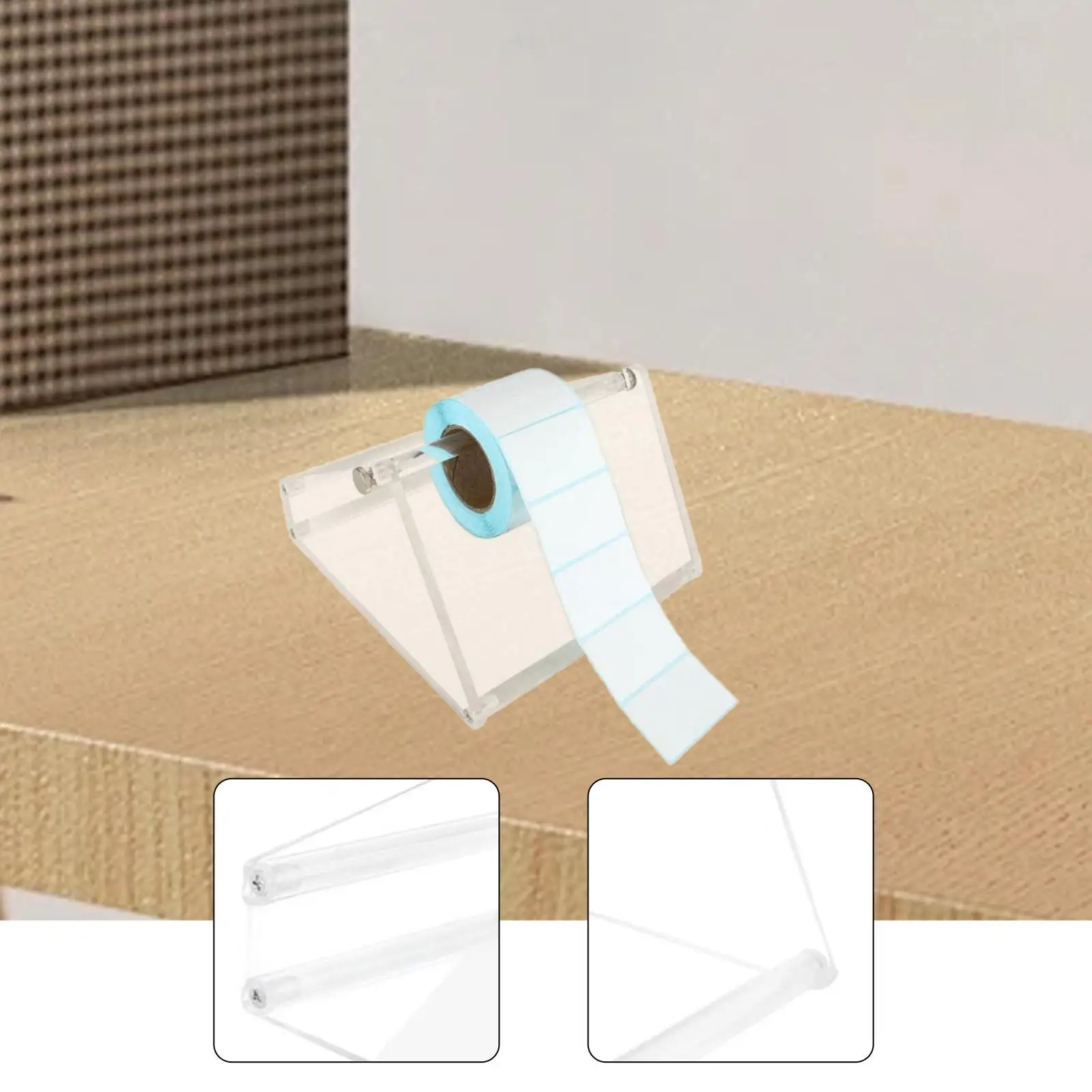 Shipping Label Roll Holder for Thermal Printer Acrylic Sticker Dispenser Desktop Paper Support for Office Warehouse Home