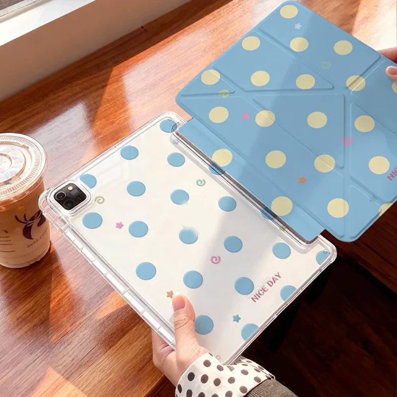 Yellow Dopamine Dots Niche Simple Tablet Case For iPad Pro 13 11th A16 12.9