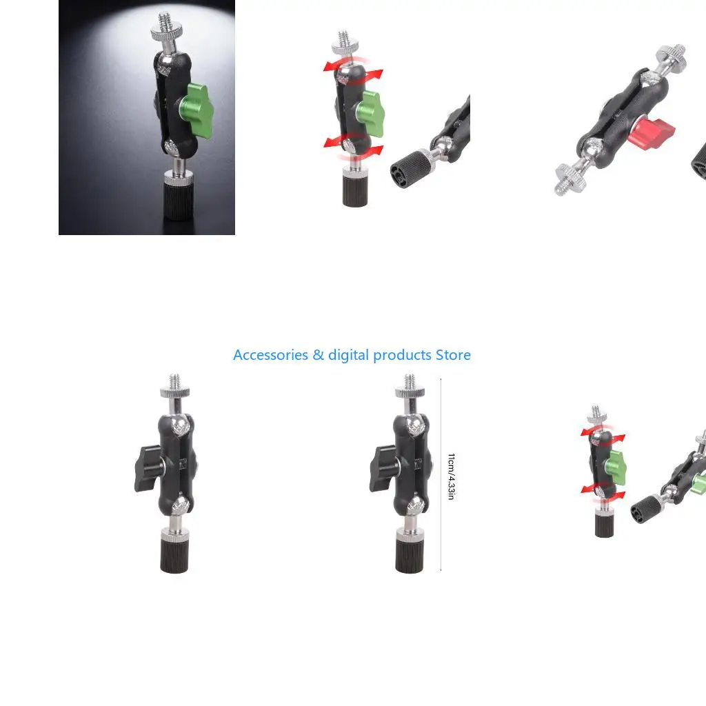 77JD 1/4inch Male to Female Threaded Ball Head Clamp For Phone Video Mount Camera