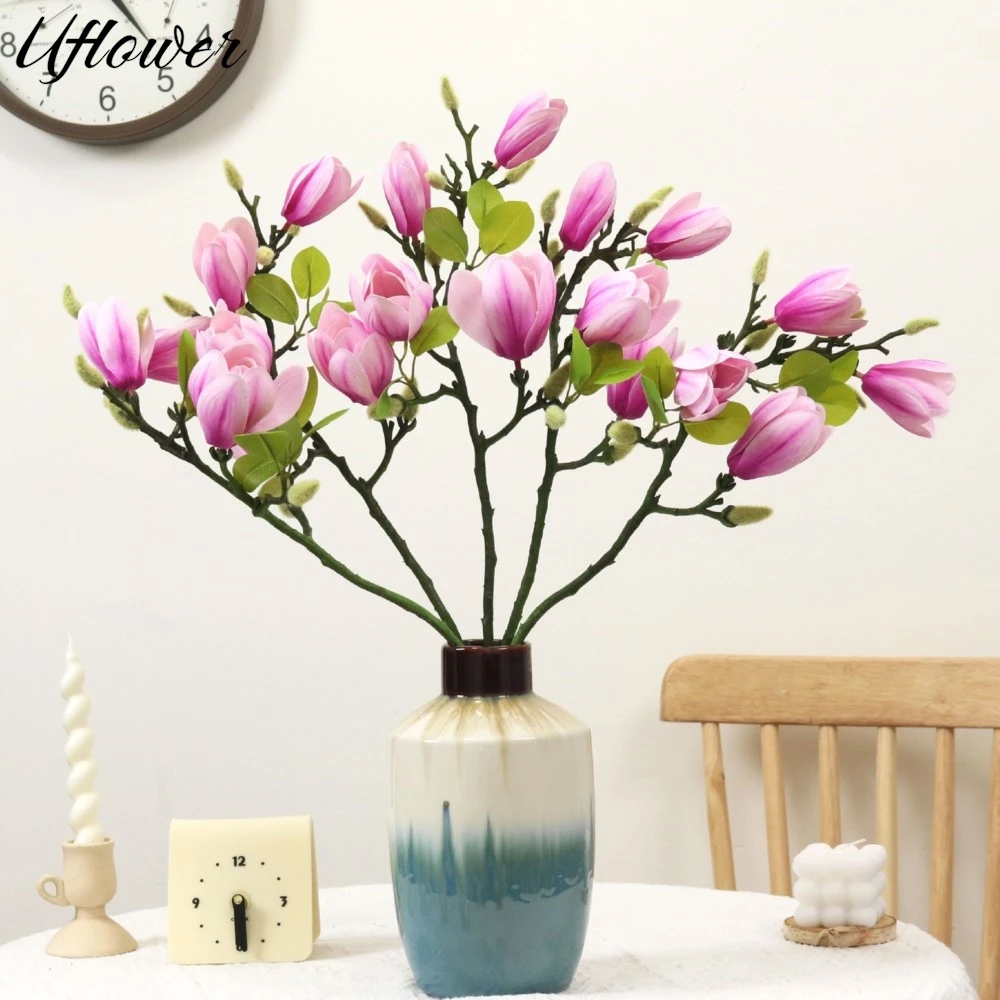 Artificial Magnolia Flower Branch For Home Living Room Decor