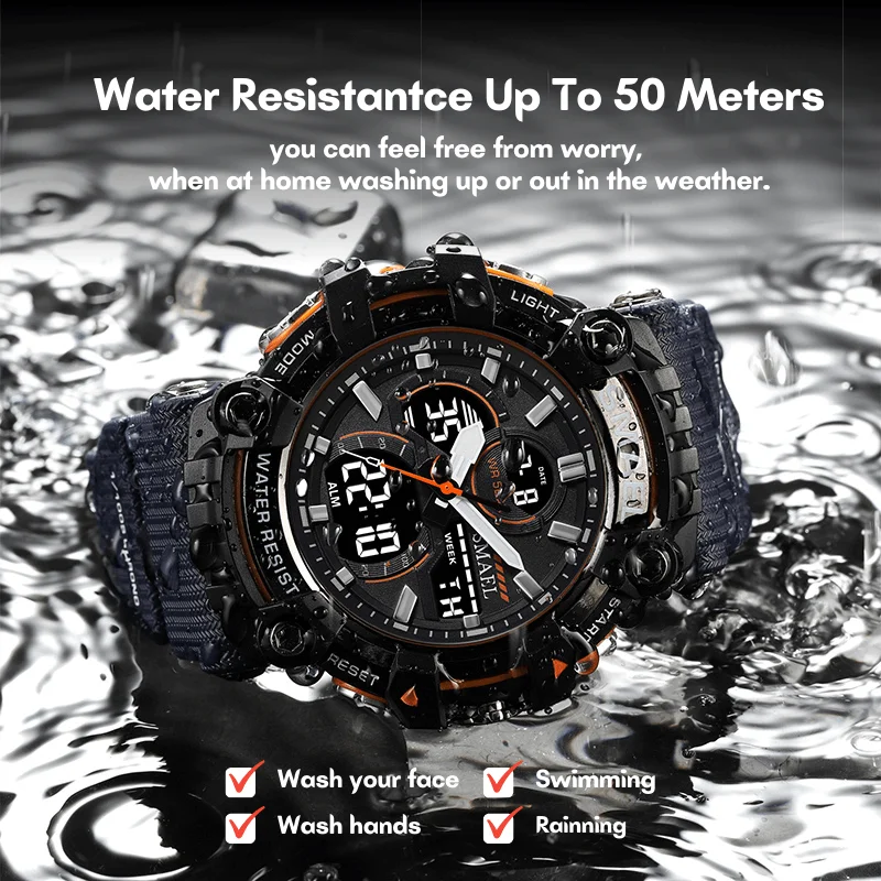 SMAEL Mens Watches Water Resistant Sports Man Military Watch 2023 New Fashion Waterproof Digital Sport Stopwatch Wristwatch 8079