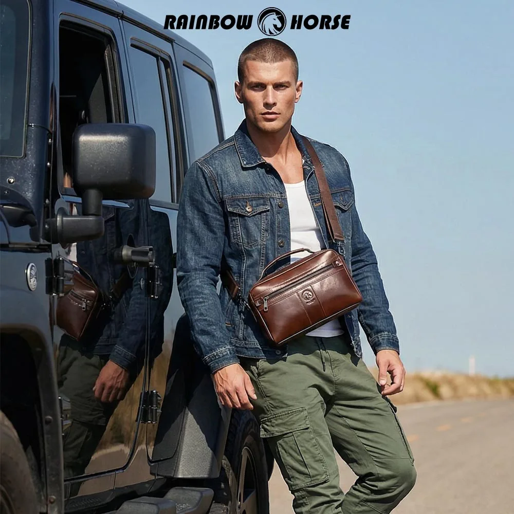 

Новая мужская сумка-мессенджер из натуральной кожи (верхний слой) в стиле ретро 2026 года, для бизнеса и повседневных поездок, многофункциональная, 100% натуральная кожа