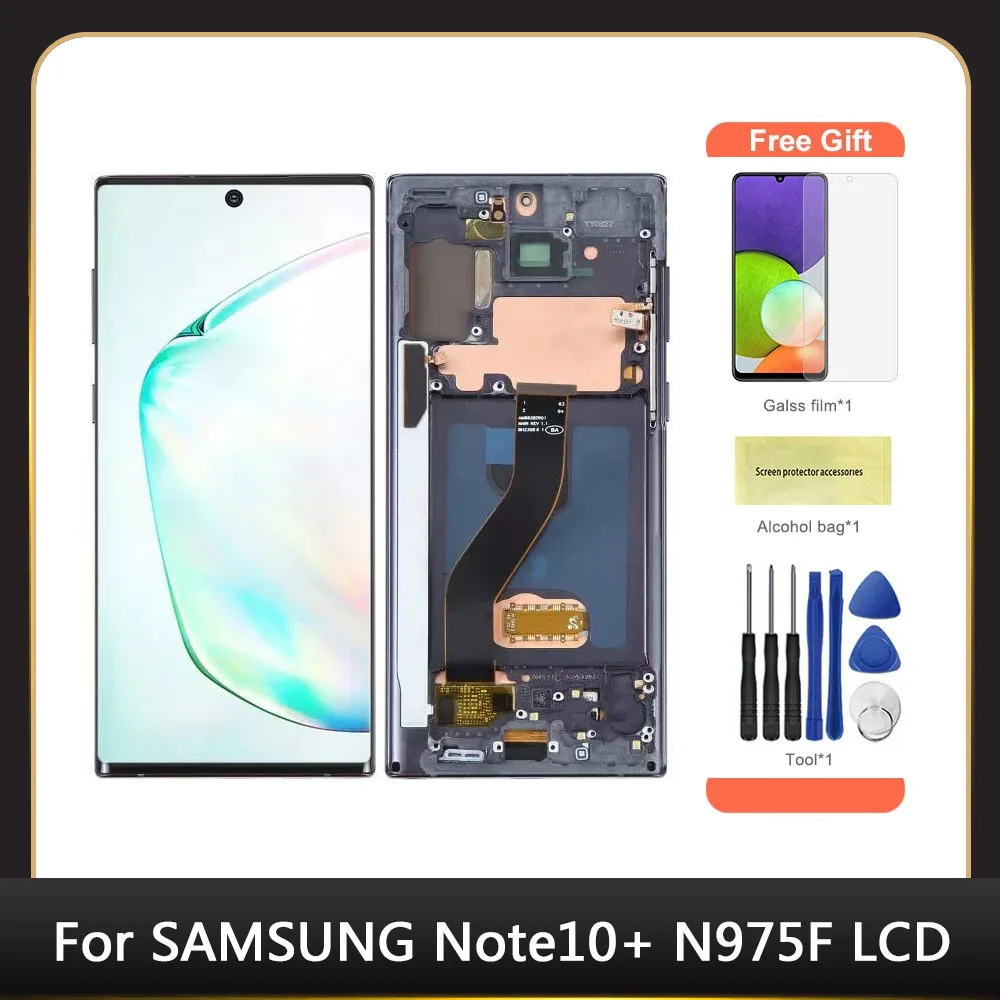 

AMOLED Note 10 Plus Screen for Samsung Galaxy Note10+ N975F Lcd Display with Frame cover Touch Screen Support S Pen Fingerprints