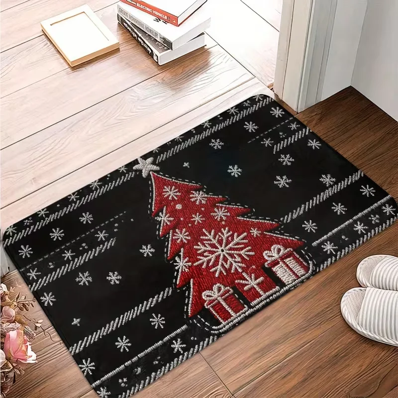 Christmas FA LA LA Doormat Soft Floor Rug Music Note Trumpet Snowflake Pattern Entrance Kitchen Holiday Decor Carpet