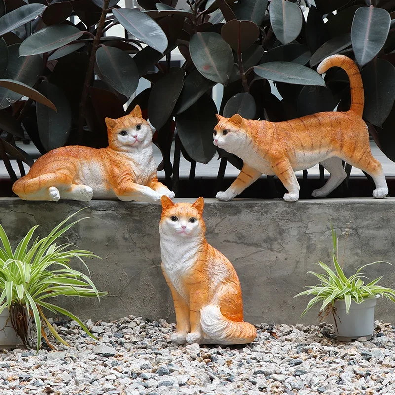 Garden decoration cute simulation cat sculpture garden landscape villa courtyard outdoor lawn resin animal ornament