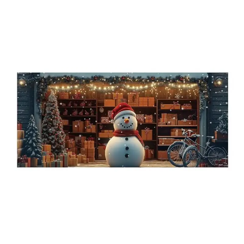 

Multi 7X16ft Christmas Garage Door Banner 3D Christmas Winter Scene Outdoor Decor Hanging Garage Mural Background House