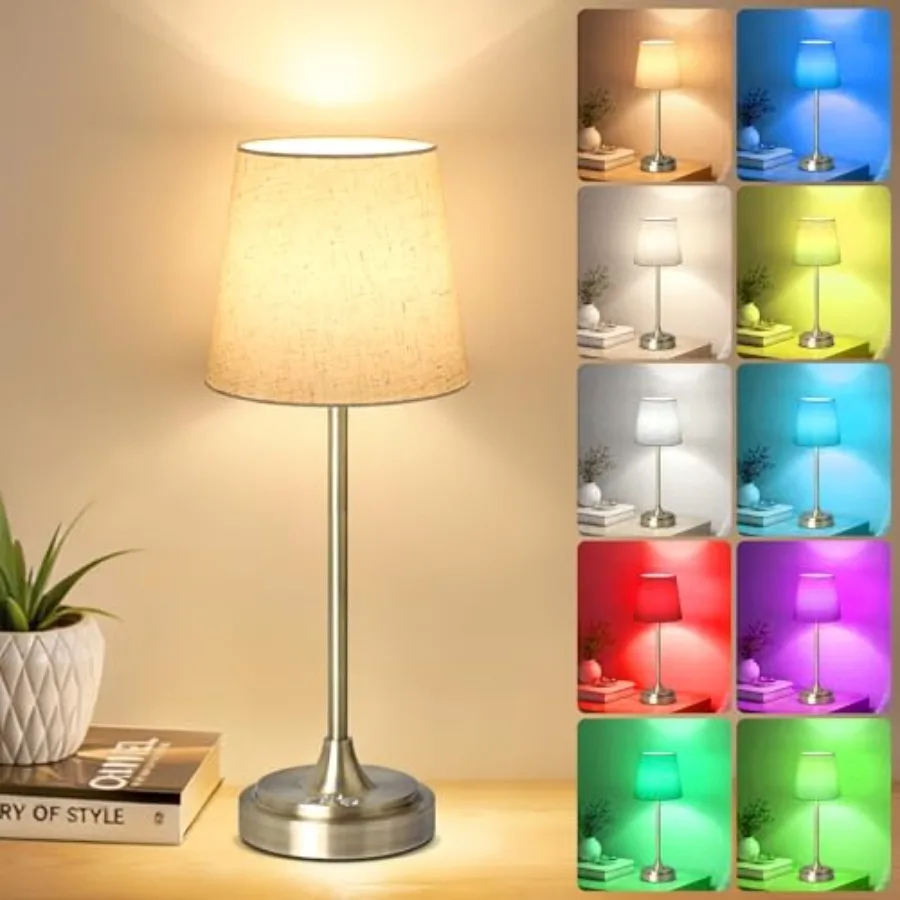 

Cordless Table Lamp Rechargeable5000mAh Battery Operated Desk Lamp 3 Colors and 7 RGB Stepless Dimmable Touch Ambient Light for