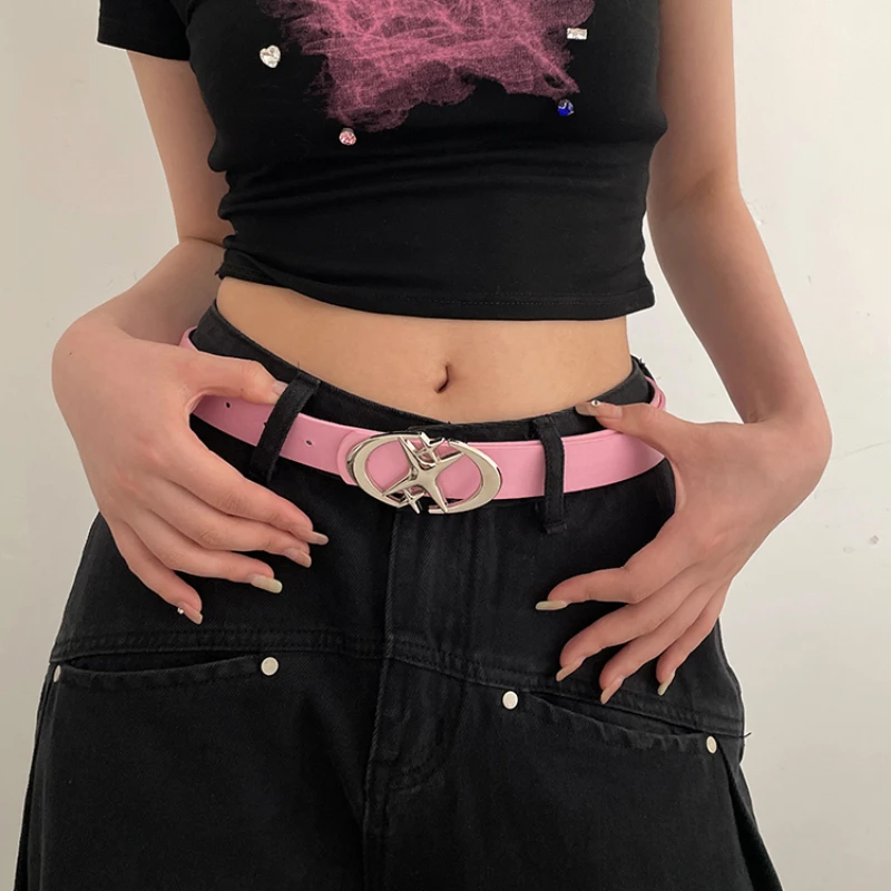 Punk Belt Gothic Moon Star Men Women Y2k Metal Buckle Belts Design Vintage Pu Leather Fashion Waistband Jeans Pants Decor Belt