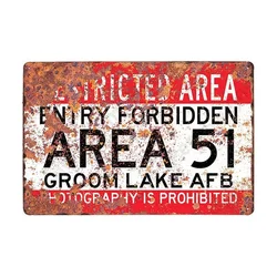 Carteles De Metal Vintage Area 51 Warning Bar Decor Vintage Metal Sign  Wall Art  for Garage Pub Cafe Wall Sticker 20*30 CM