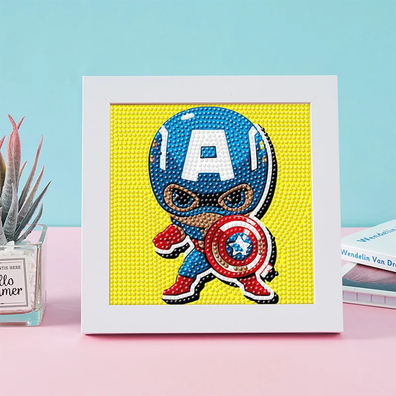 New Captain America 5D Diamond Decorative Stickers Handmade Creative DIY Children's Puzzle Gift Spider Man Cartoon Marvel