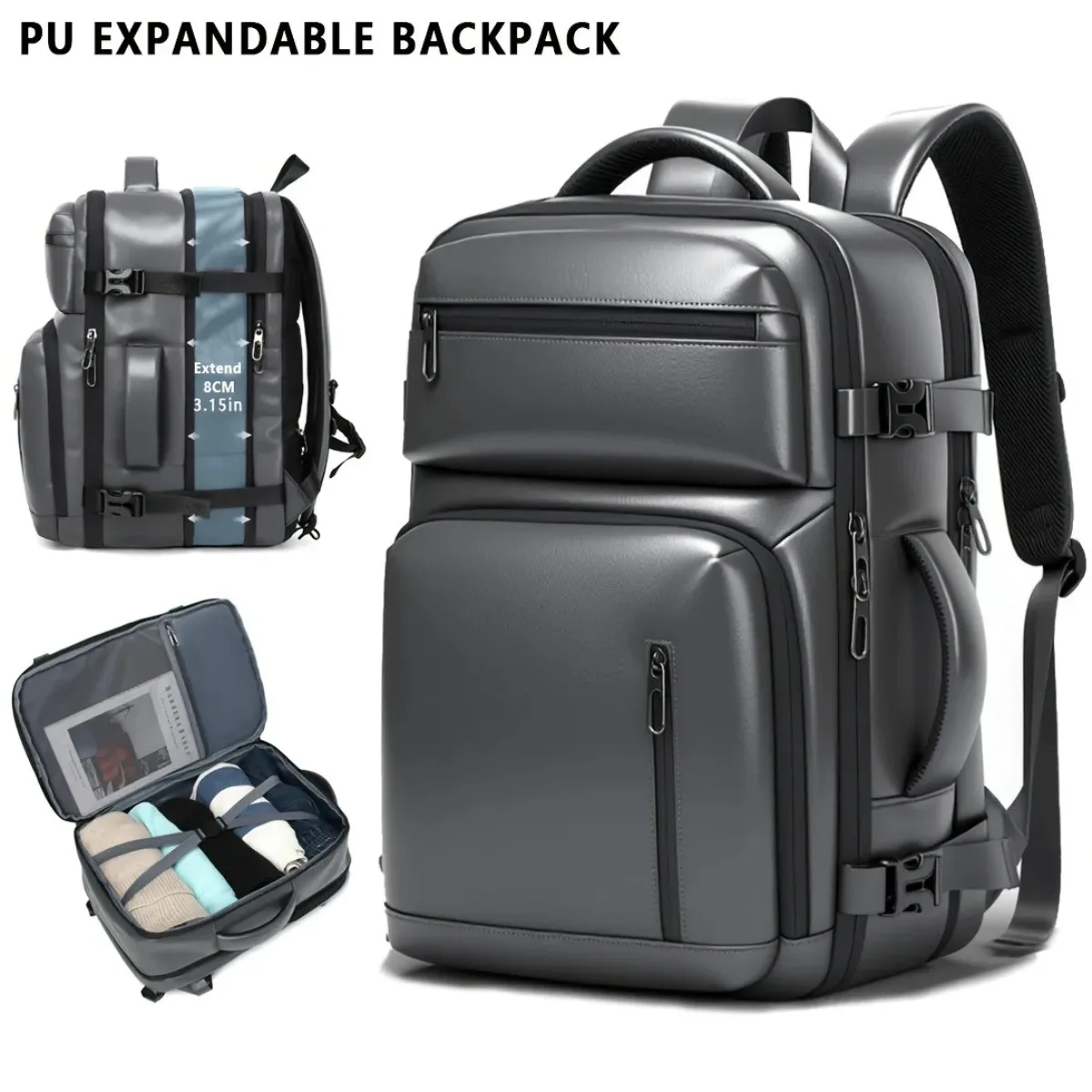 

Expandable Backpack Large Capacity Multi Compartment Backpack for Men and Women Retro Style Fashion Backpack