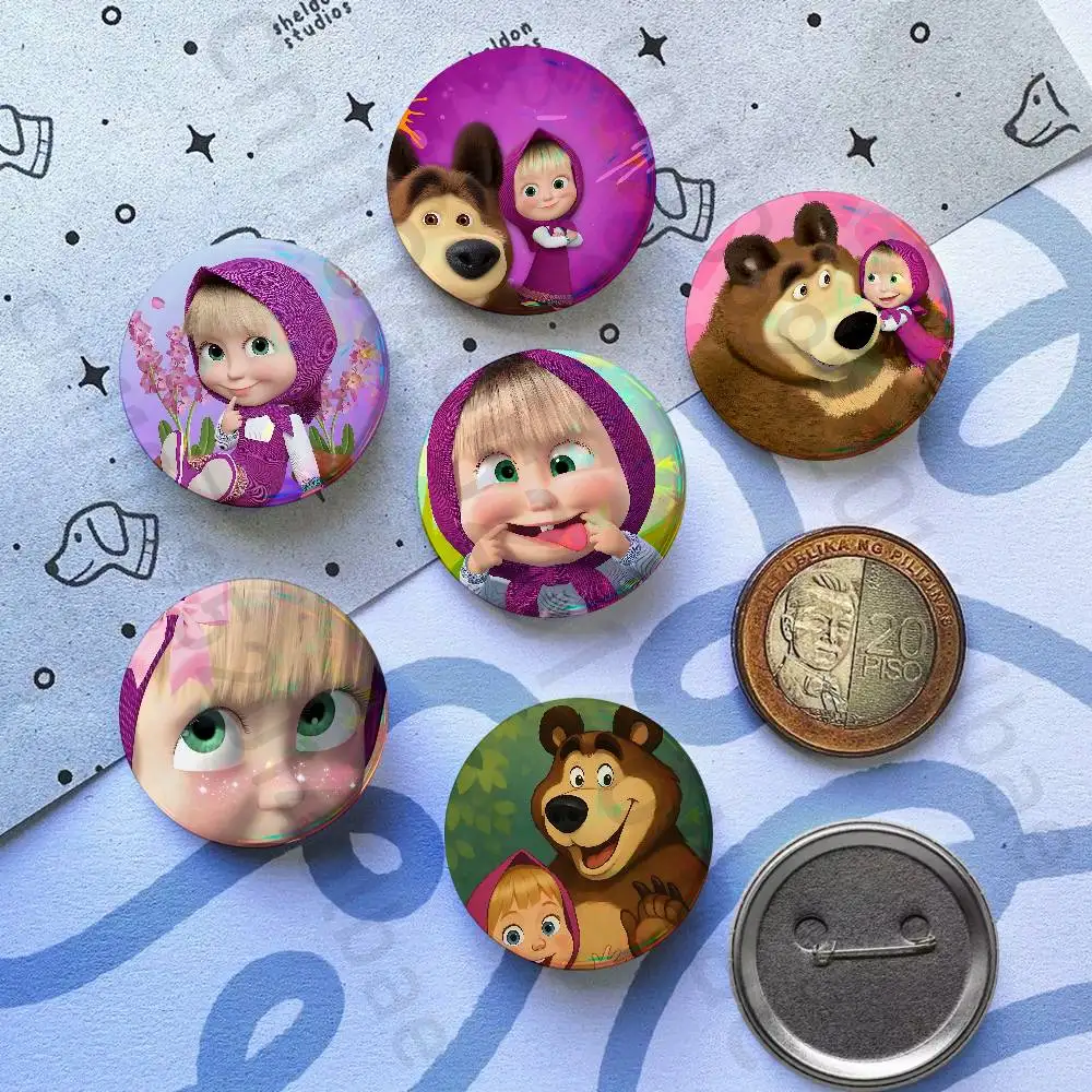 

M-Masha And B-Bears 25mm 75mm 44mm 58mm 32m Brooches Badges Pins for Accessories