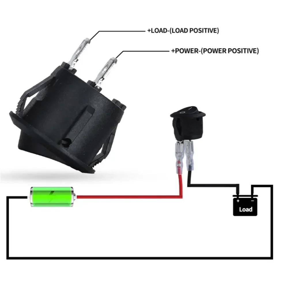 5Sets 20mm Mini 12 Volt Toggle 2 Pin Switch Wired 12V Black Round Rocker Switch ON Off SPST Car Interior Universal Accessories