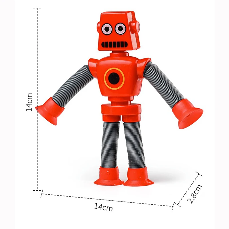 4Pcs Suction Cup Robot Funny Telescopic Stretch Fidget Toy Stress Relief Puzzle Animals Tricky Toy Family Jokes Child Kid Gift