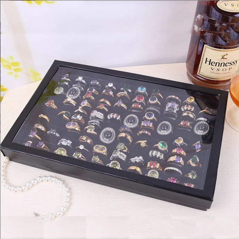 100-position Ring Box Sponge Suede Ring Display Cardboard Jewelry Storage Box Display Ring Cufflinks Jewelry Tray