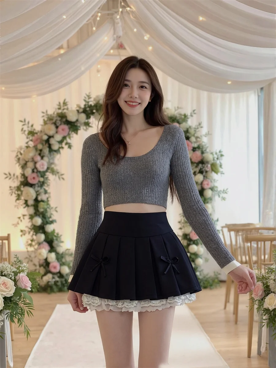 Patchwork Mini jupes en dentelle femme formelle femmes vêtements automne Jacquard en forme de A Cocktail Vintage motif texturé brodé filles