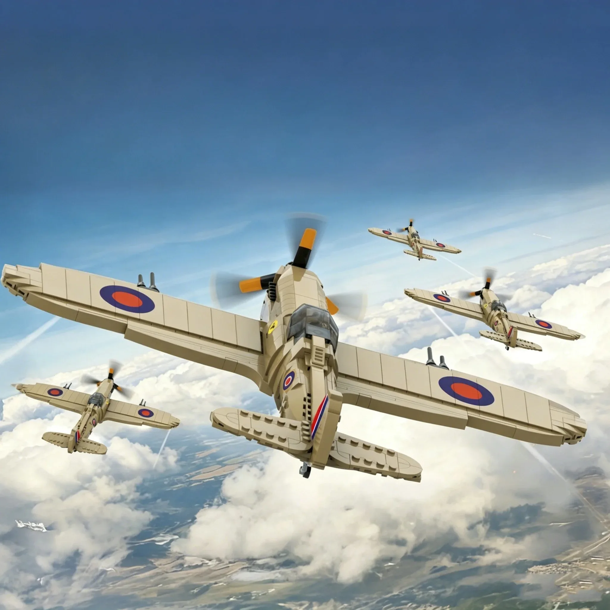 WWII Supermarine Spitfire Fighter 586PCS Building Blocks RAF Military Plane Model Adult Collectible Brick Toy For Military Fans view 2