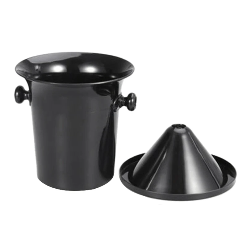 4X Wine Dump Black Plastic Wine Spittoon - Standard Size With Black Funnel Champagne Bucket