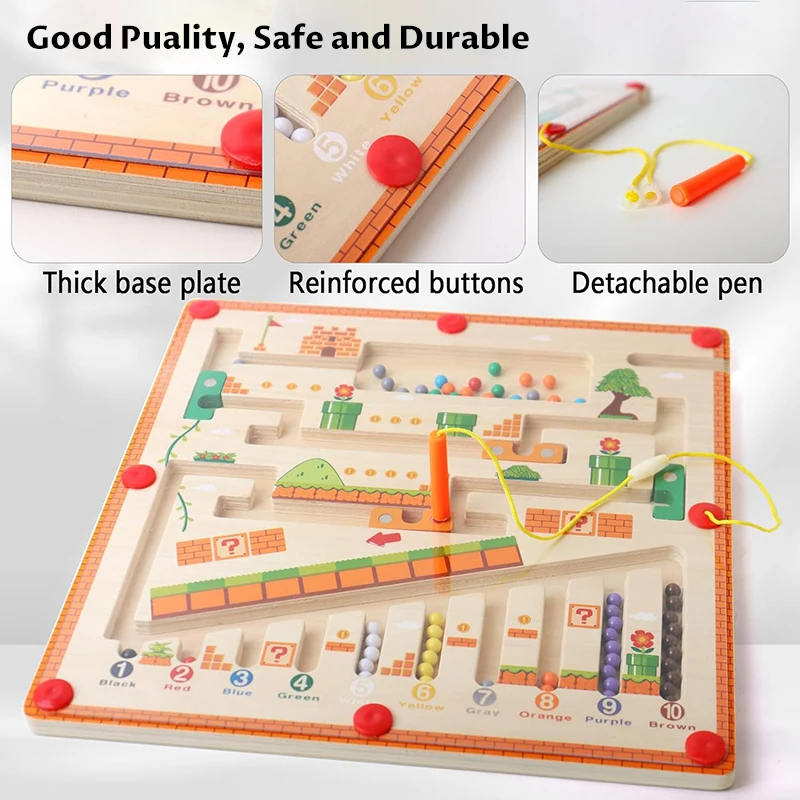 Montessori Speelgoed Kinderen Houten Magnetische Kleur en Nummer Doolhof Speelgoed Baby Vroeg onderwijs Leren Kleurherkenning Vaardigheden Speelgoed