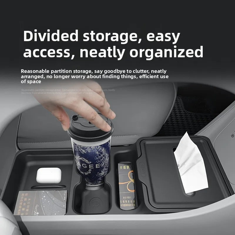 Center Console Under-Storage Box for Geely Xingyuan 2024-2026 Drop-in Organizer Tray with Anti-Slip Mat 20L Hidden Compartment