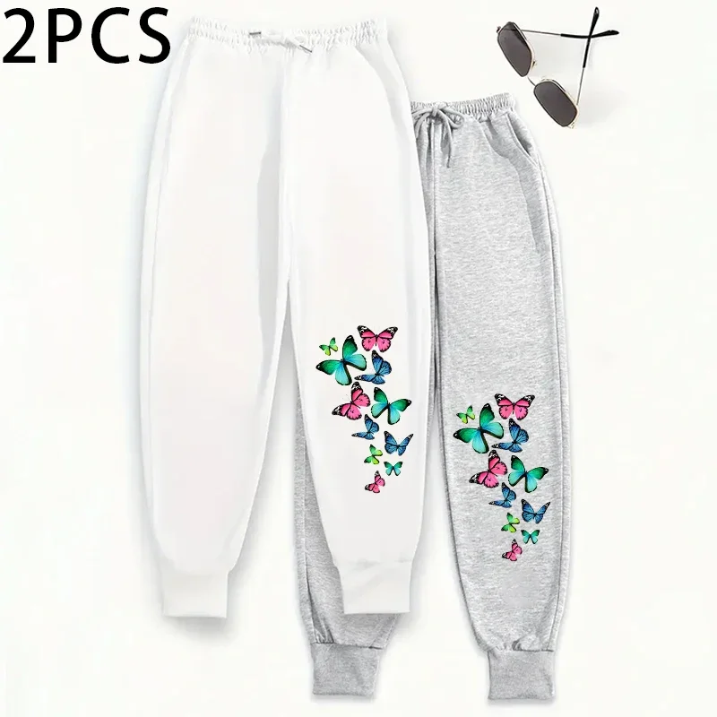 

2 шт. женские спортивные штаны для отдыха, однотонные повседневные спортивные штаны, спортивные штаны, домашние уличные удобные брюки, осень-зима, свободная посадка