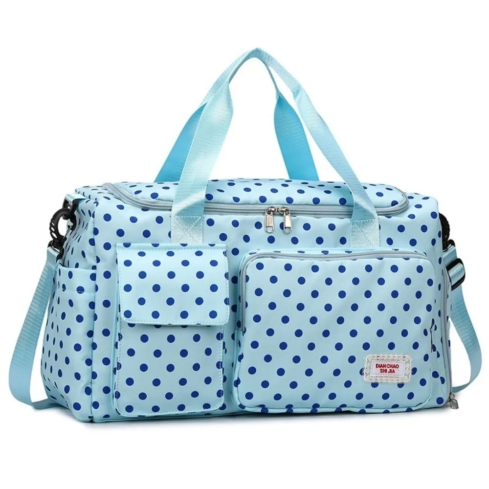 Oxford Cloth Polka Dot Travel Handbag Soft Material Durable Zipper Travel Duffle Large Capacity Sturdy Handle Travel Luggage Bag