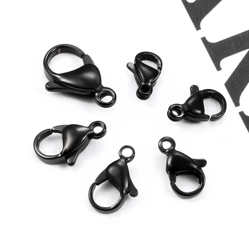 

Cool Black Lobster Clasps 9/10/11/12/13/15mm Connetor For DIY Jewerly Findings Meterials Supplies Stainless Steel Accessories