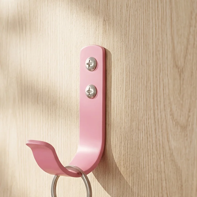 Pink Metal Utility Wall Hooks, Heavy Duty Single J Coat Hooks With Mounting Screws, 12 Pack Decorative Wall Mount Hooks for Closet, Bathroom, Kitchen Hanging Towels Bags Wholesale