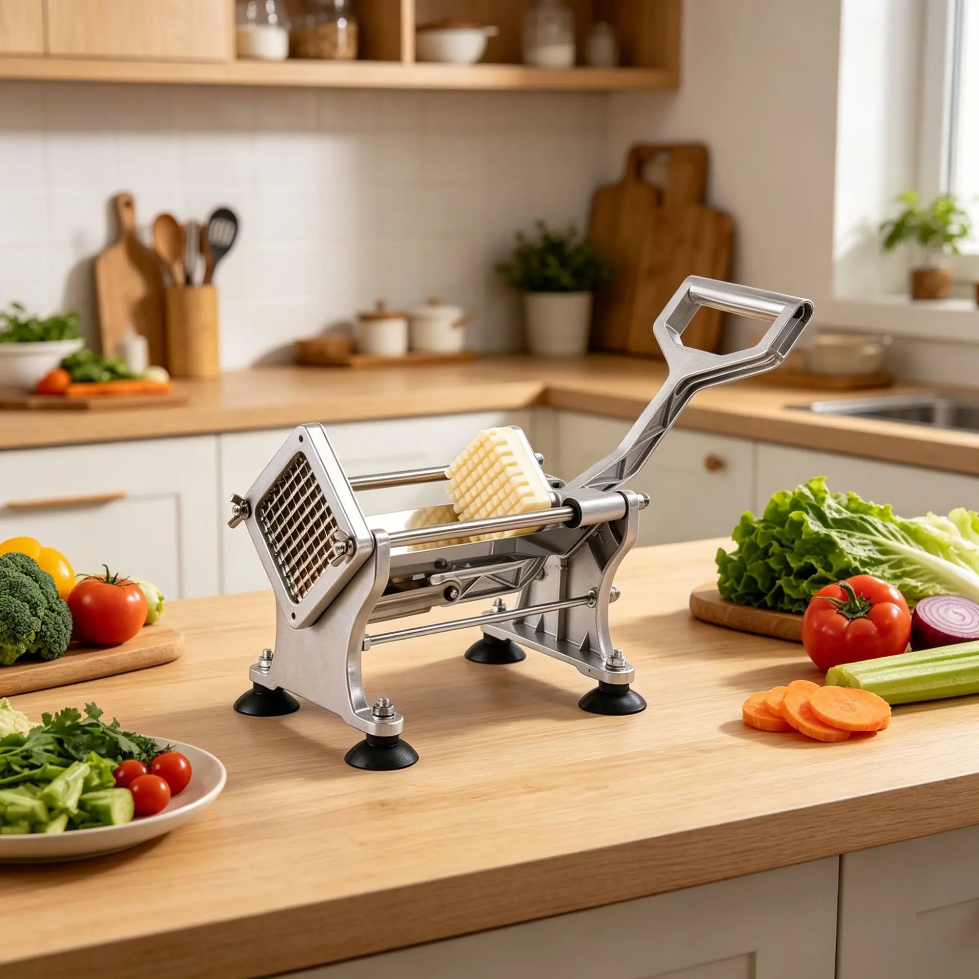 HYS Multifunctional French Fry Machine Stainless Steel Potato Cutting Cutting Cutting Kitchen Supplies Manual Push-Pull Tools