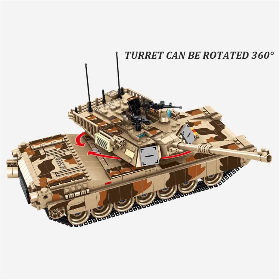 ทหาร 1:28 M1A2 Abrams รถถัง Series Building Blocks อิฐรุ่น MOC กองทัพอาวุธทหารชุดเด็กของเล่นเด็กของขวัญ