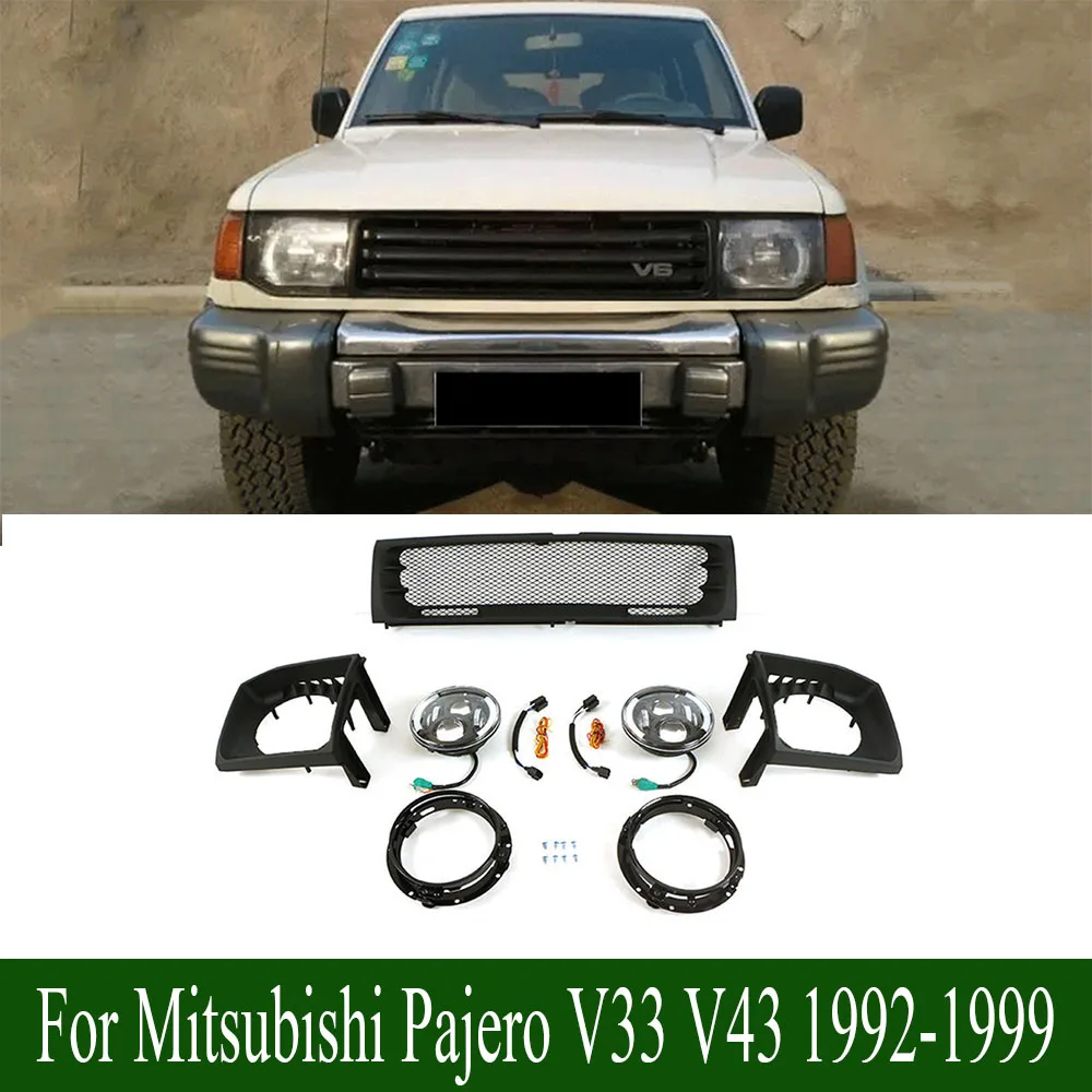 Racing Grille Radiator Cover Car Styling Exterior Trim Bumper Grille Radiator Mesh Grill For Mitsubishi Pajero V33 V43 1992-1999