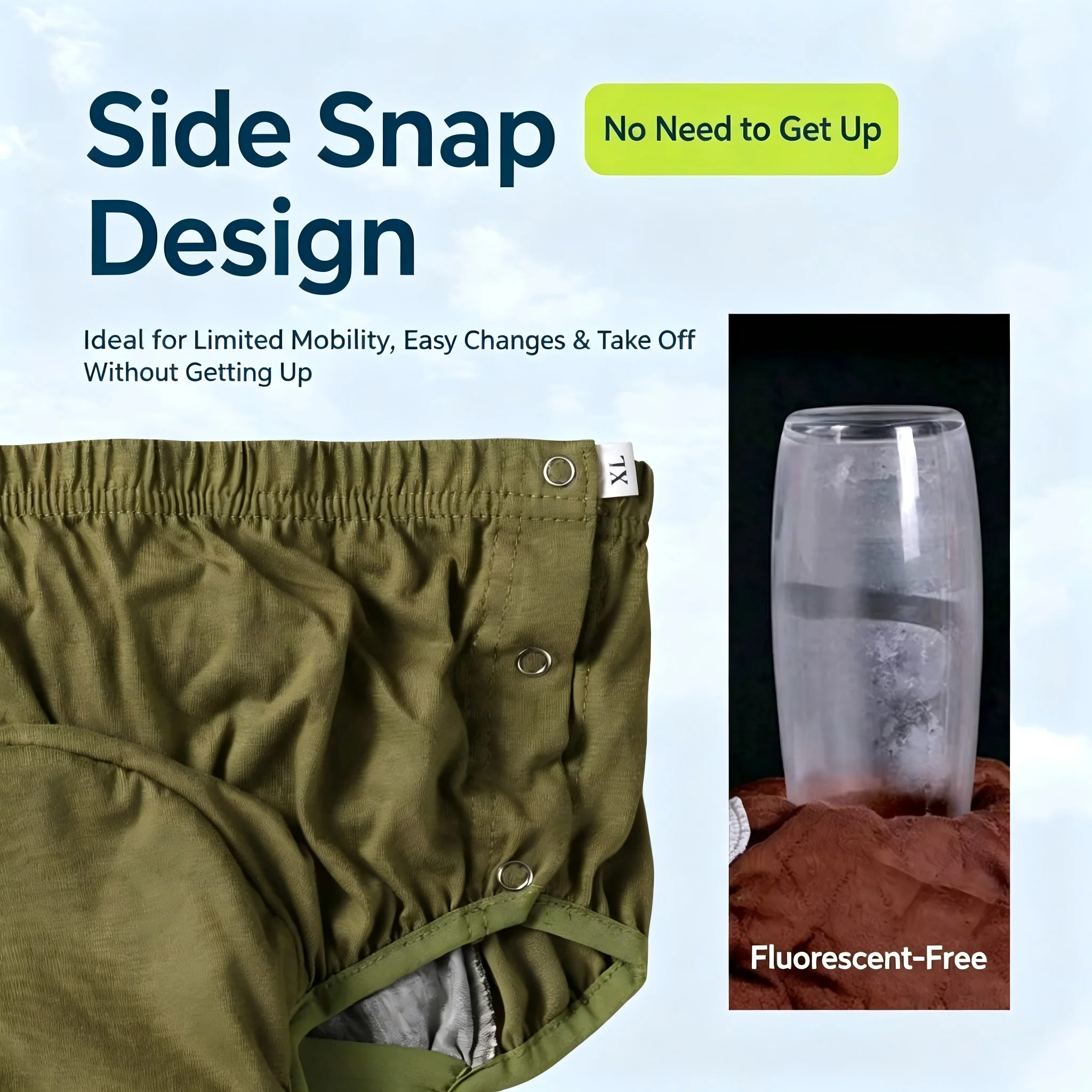 Graphene Antibacterial Reusable Washable Adult Diaper Pants Soft High Absorbent Adjustable Anti Side Leakage Incontinence Briefs