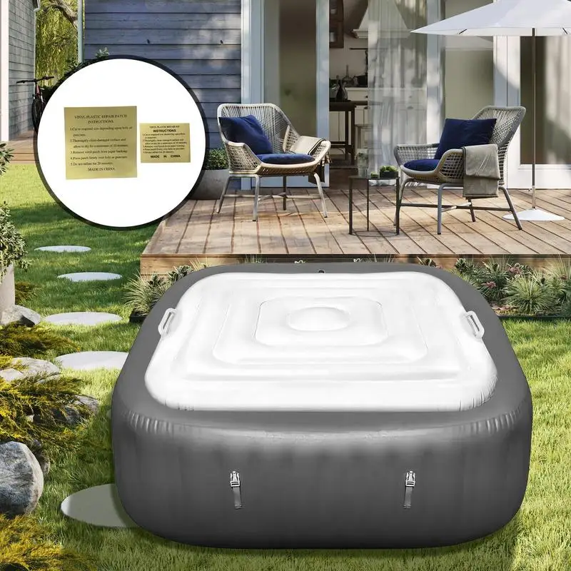 Inflatable Hot Tub Thermal Cover Foldable UV-Resistant Insulation Cushion with Handle Square Spa Pad for Patio garden