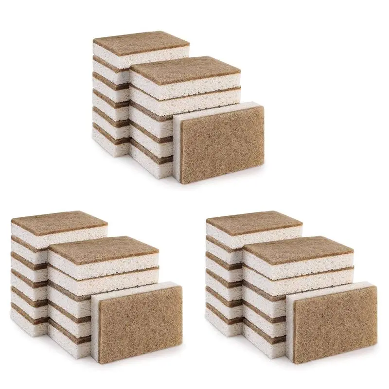

A84X-Eco-Friendly Natural Sponges For Dishes 36 Pack - Biodegradable Kitchen Sponge With Compostable Coconut Scrubber