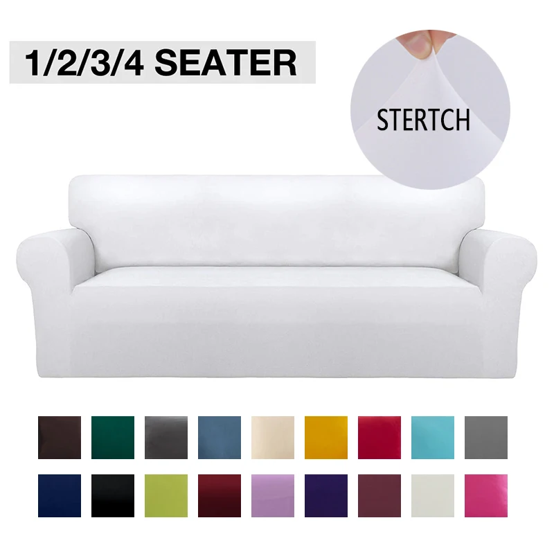 

24 Solid Colors Sofa Cover For Living Room Stretch Spandex Seat Covers Elastic Couch Cover Armchair Slipcovers 1/2/3/4 Seater