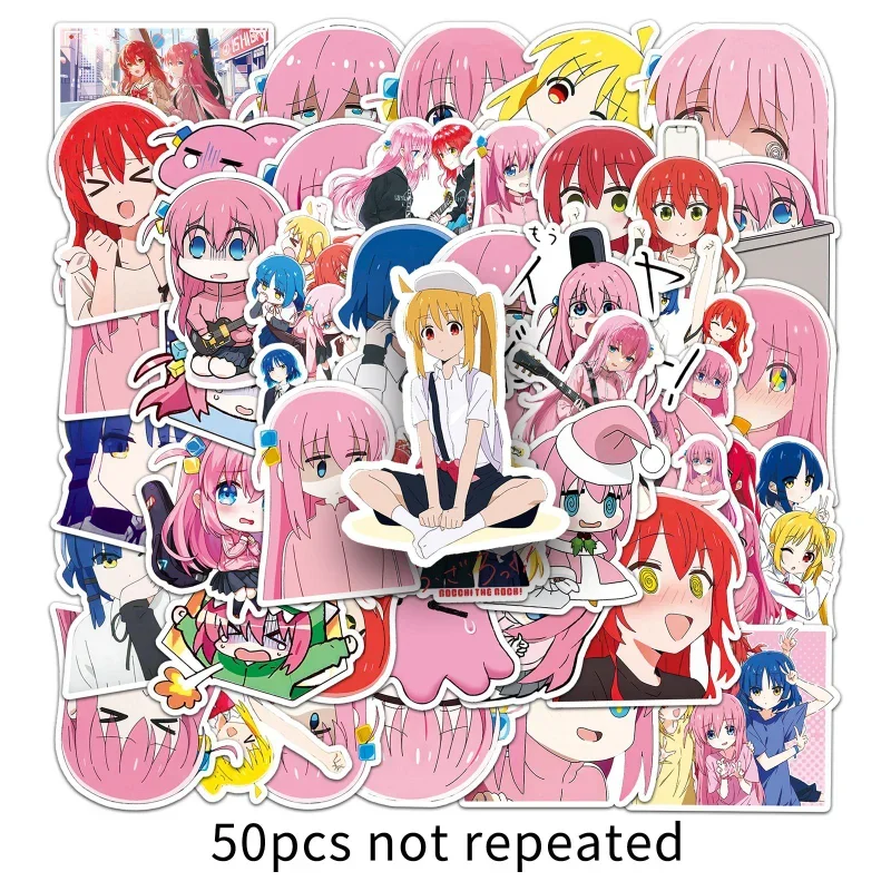 50pcs BOCCHI THE ROCK Anime Figure Stickers Kawaii Hitori Yamada Ryo Ijichi Nijika Kita Ikuyo DIY Luggage Waterproof Stickers