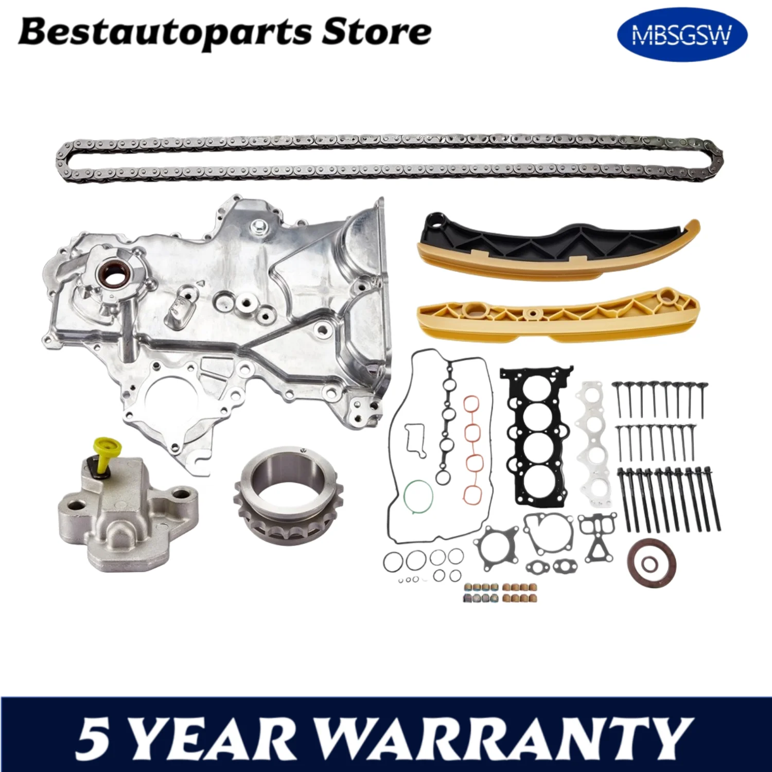 

Timing Chain Kit Oil Pump Cover W/ Gasket Seal Kit for Veloster Elantra Kia 1.6L