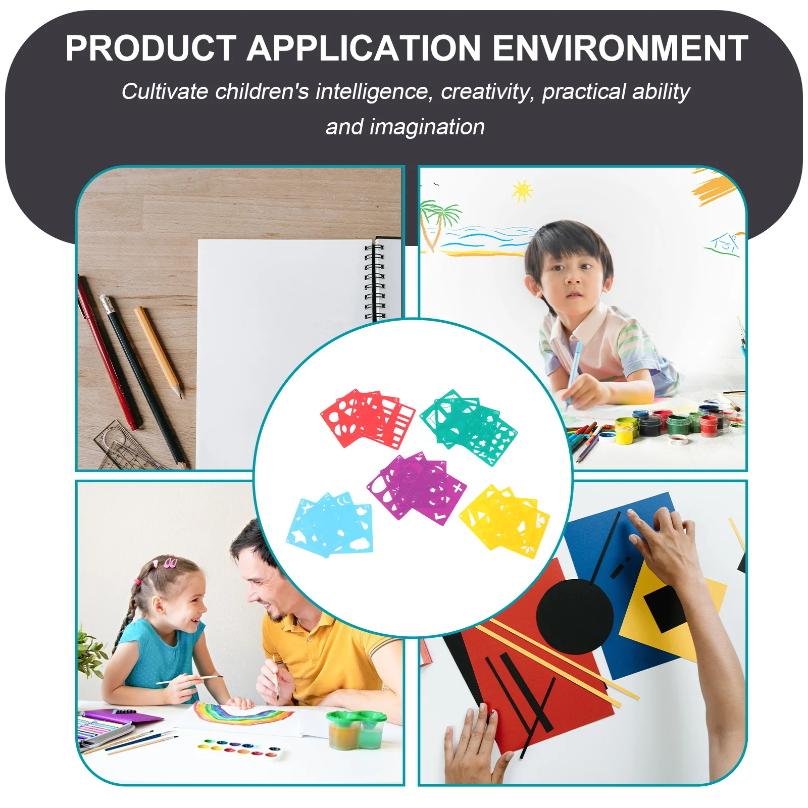 مجموعة واحدة من استنسل الشكل الهندسي لا يسبب ضررًا وآمن ومتين للمشروعات الفنية للبالغين استنسل الشكل الهندسي