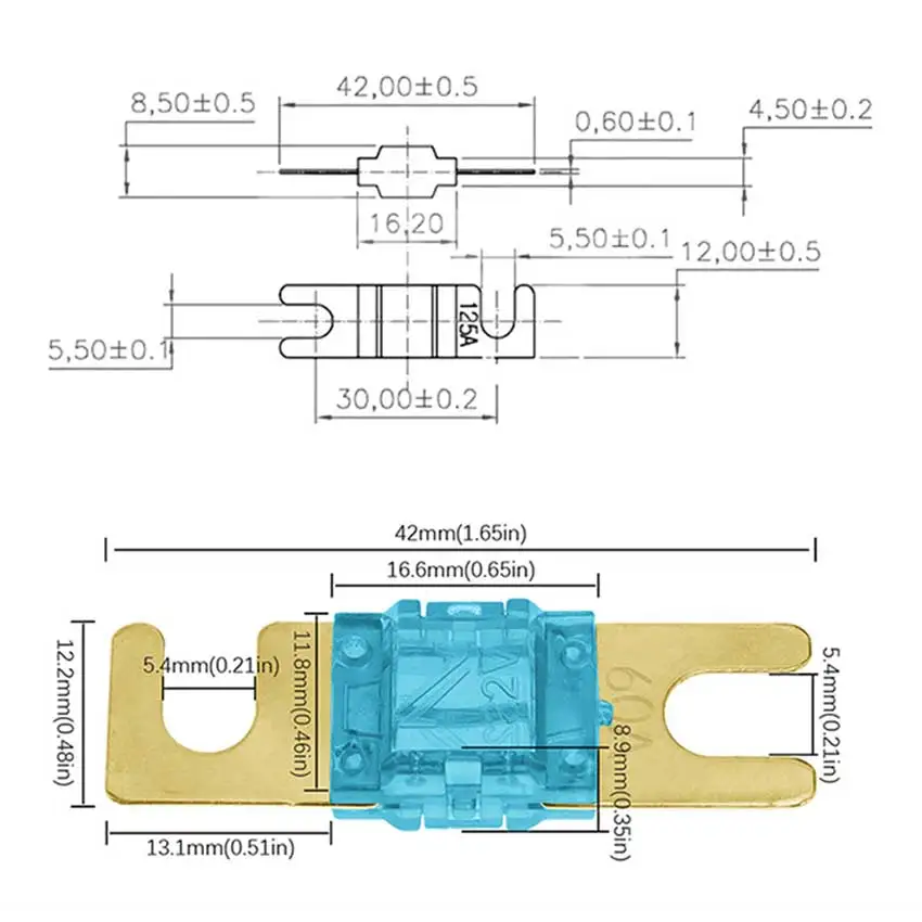 5/10/30pcs ANL U-Shaped Stud Car Fuses Mini Car Stereo Audio AFS Fuse 20A 30A 40A 50A 60A 70A 80A 100A 125A 150A 32V Auto Fuse