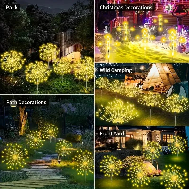 360-LED Solar Power Firework Lights Garden Decoration Fairy Lights Wodoodporna zewnętrzna lampa z dmuchawcem do dekoracji ogrodu Patio