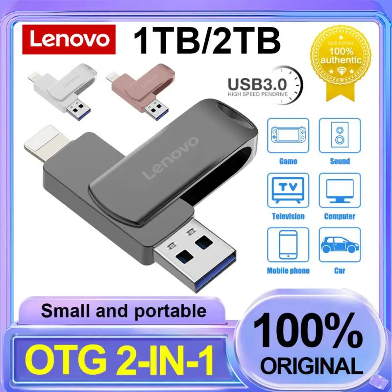 

Lenovo Pen Drive 2TB 1TB USB Flash Drive For iphone OTG Lightning USB3.0 Metal Pendrive High Speed Memory Stick