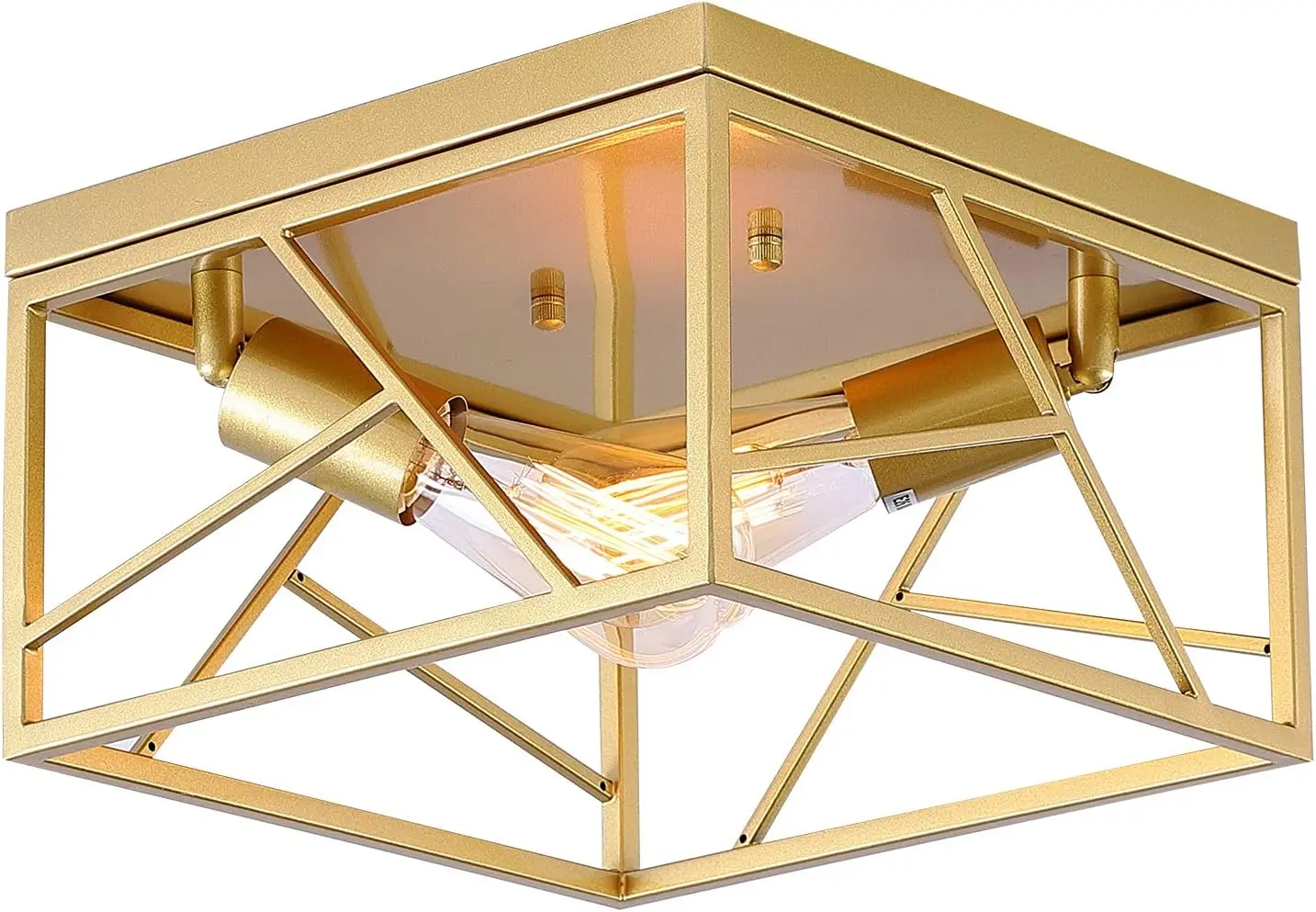 Fevess Beleuchtung 2-Licht moderne Gold Unterputz Leuchte Metall Quadrat Semi Unterputz Decken leuchte für Flur Schlafzimmer