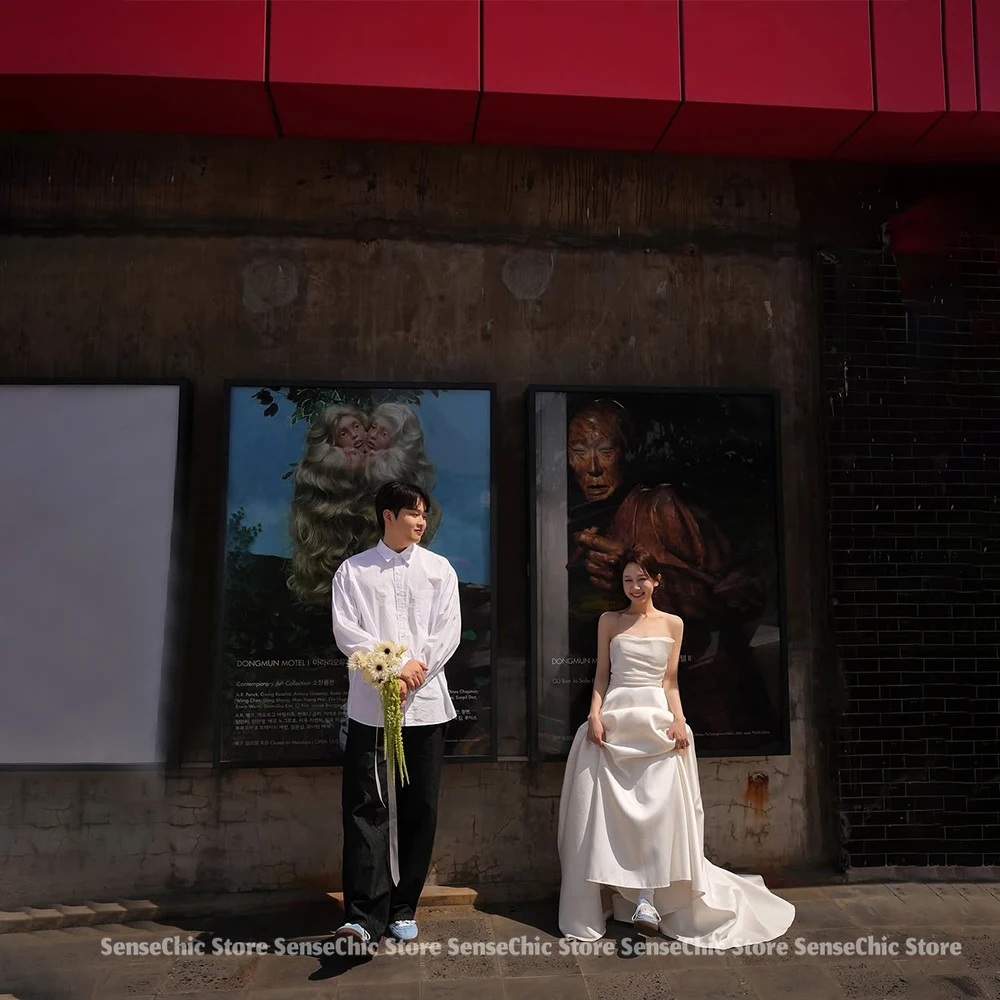 Vestidos de boda de hadas de tul, sesión de fotos Formal de Corea, corte en A, vestidos de novia simples para mujer para novia personalizados