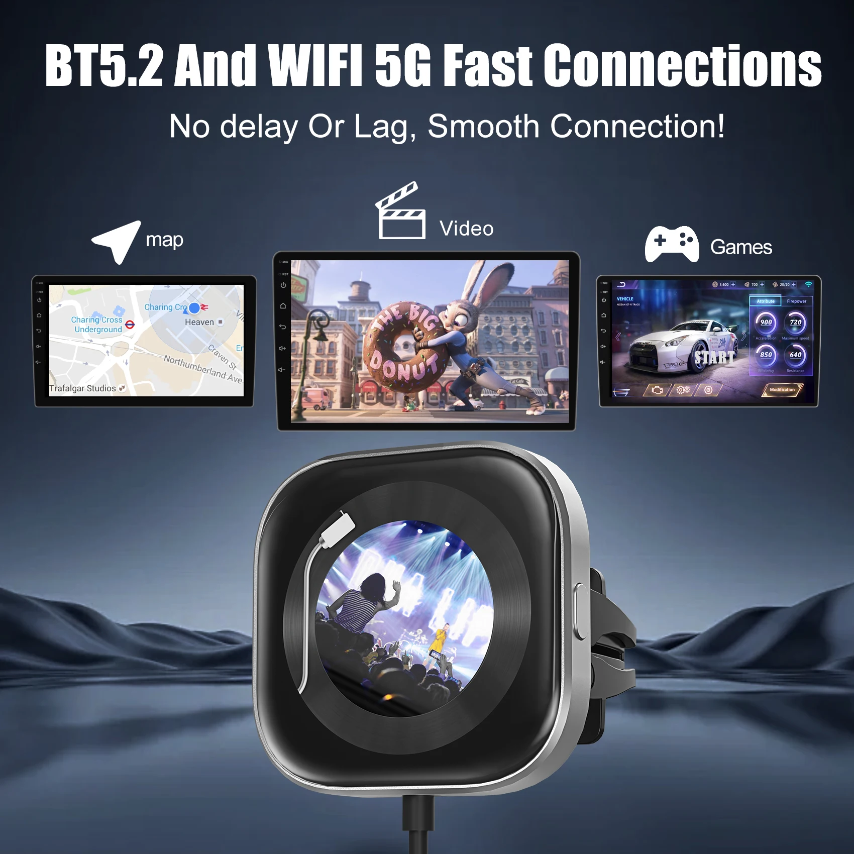 Adapter CarPlay Clip Bezprzewodowy Konwerter CarPlay Szybkie Połączenie Plug and Play Zrób To Sam Zdjęcia z Wyświetlaczem Akcesoria Samochodowe dla 99% Samochodów