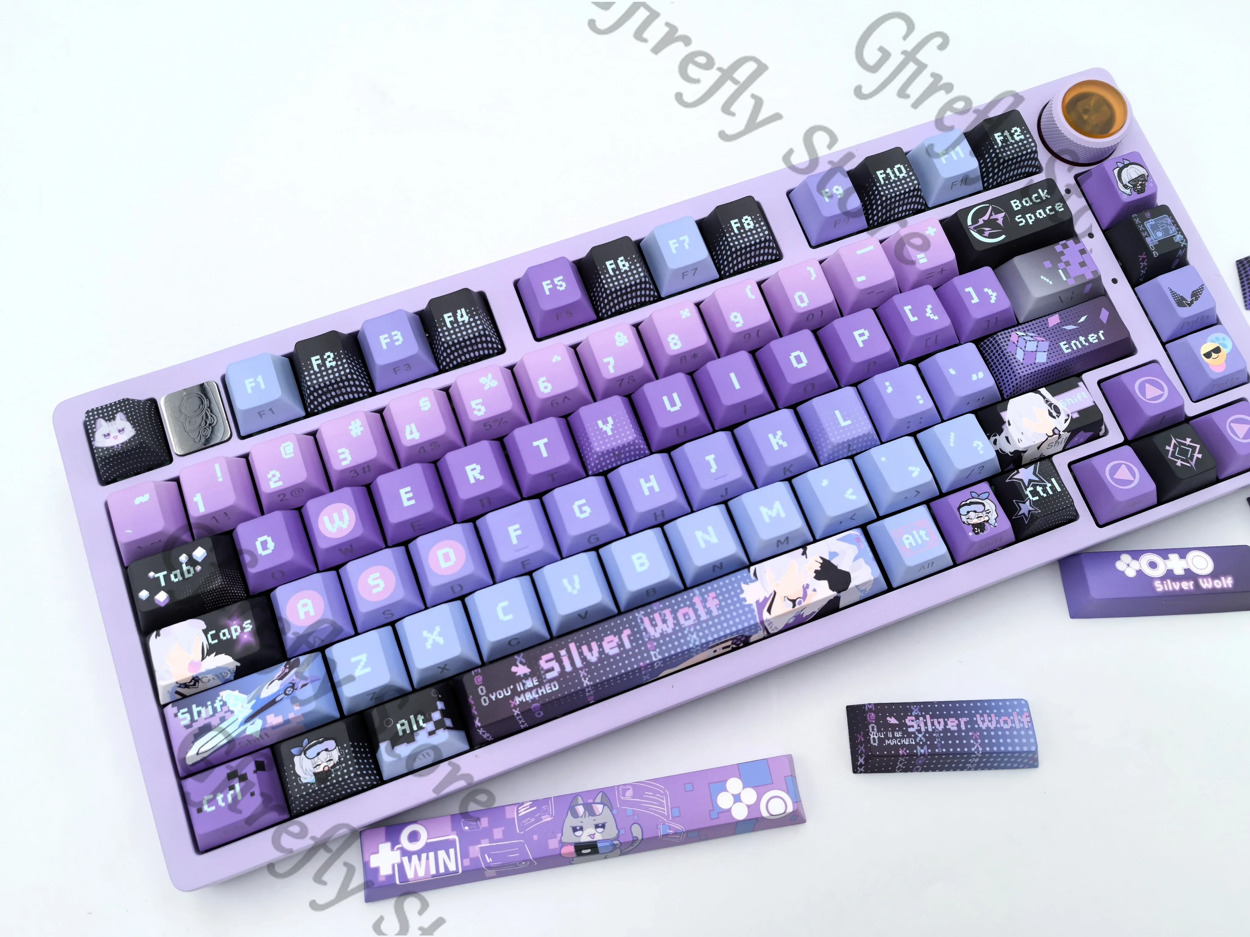 

Honkai: Star Rail Silver Wolf Mechanical Keyboard Original Factory Side-engraved/smooth Keycaps Keyboardist Keypad Cosplay Gift